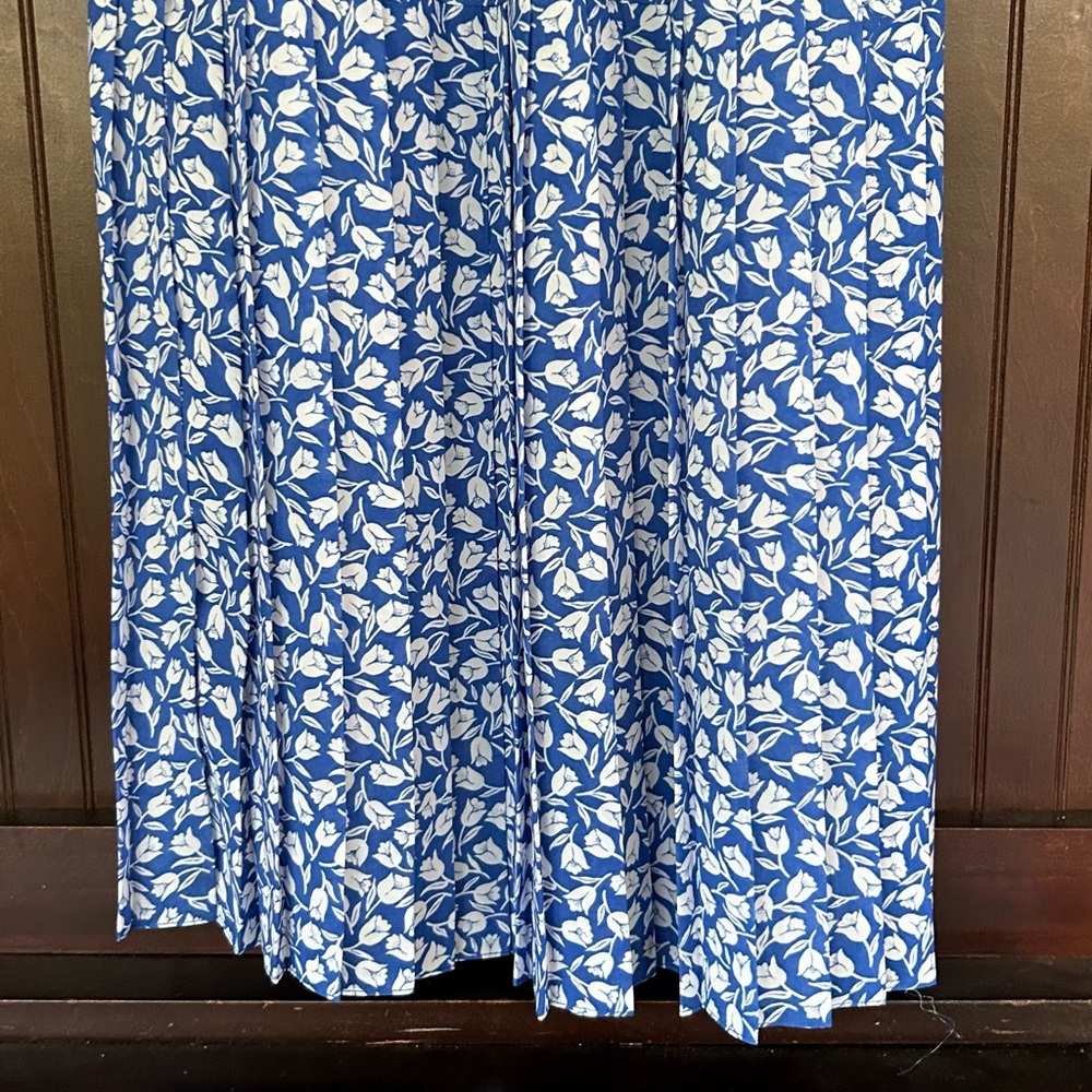 VTG Alison Peters Blue Micro Floral Print Midi Skirt Set Modest Cottage Retro 8 - Picture 12 of 15